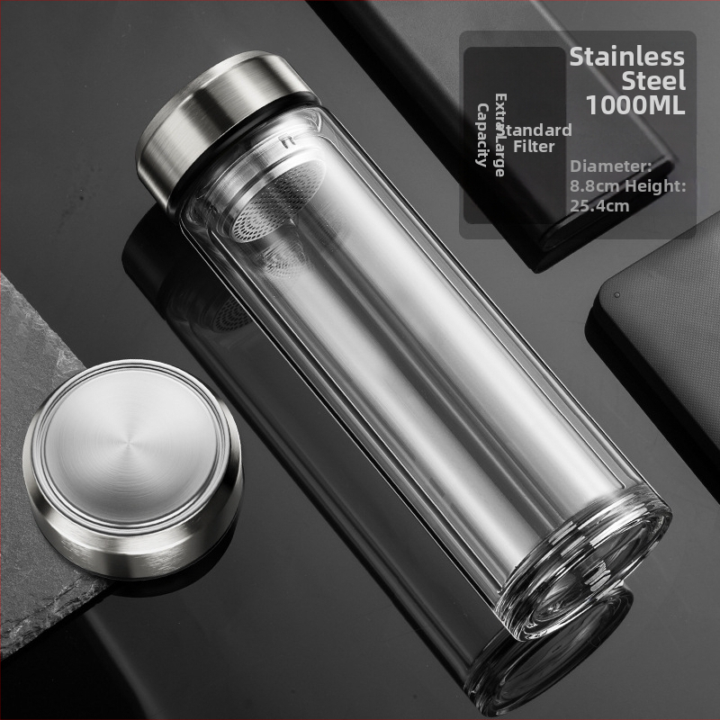 BK9K Nagykereskedelmi Okos Dupla Üveges Vízpohár Férfi Otthoni Kényelmes Teáspohár Nagy Kapacitású, Magas Hőmérsékletnek Ellenálló Tea