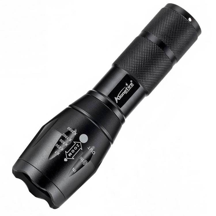 A100/E17 Modré svetlo, cezhraničné LED svietidlo, baterka s dlhým dosahom a zaostrovaním.