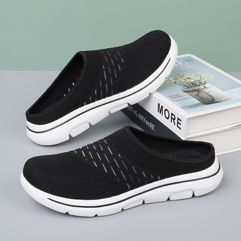 Νέα ανοιξιάτικα και καλοκαιρινά γυναικεία παπούτσια με ημι-ολίσθηση, μεγάλα μεγέθη, φλατ παπούτσια με μαλακή σόλα, slip-on, αναπνεύσιμα mesh παπούτσια