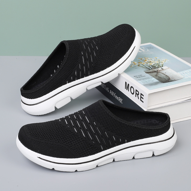Tavaszi és nyári új, félig slip-on női cipők, nagy méretű lapos talpú, puha talpú, bebújós, női lapos talpú, kivágott, lélegző hálós cipők