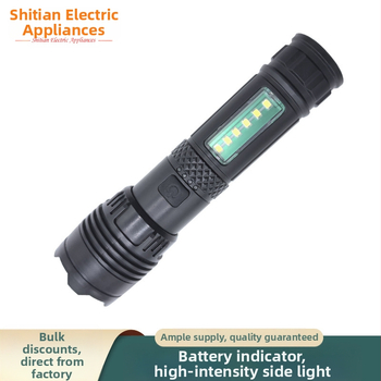 Piiriülene uus tugeva valgusega USB-laetav taskulamp suum pikamaa välistingimustes valgustusega telkimis-COB küljevalgustusega taskulamp