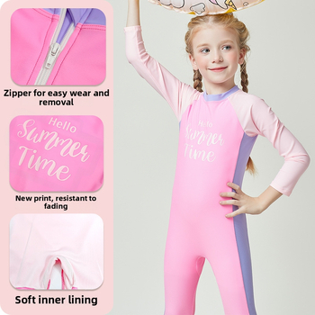 Παιδικό μαγιό 2024 hot spring νέο κοριτσίστικο αθλητικό αναψυχής γρήγορο στέγνωμα μακρυμάνικο παντελόνι μονοκόμματο επαγγελματικό παιδικό κολύμπι