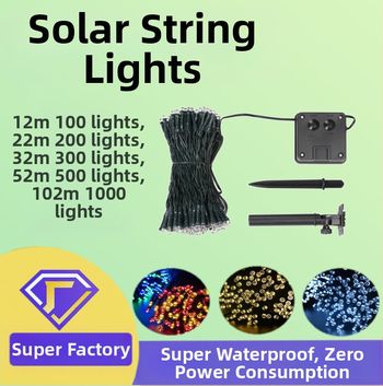 Päikeseenergial töötavad stringid välistingimustes kasutamiseks Veekindlad siseõuelaternad Insenerivalgustus Telkimisstiilis stringid Päikeseenergial töötavad stringid