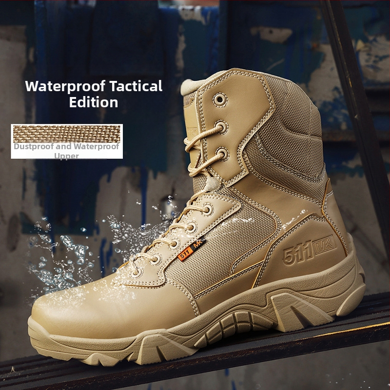 Vyriški sportiniai batai, skirti dėvėti dideliems dydžiams, ilgaauliai, specialiųjų pajėgų, vandeniui atsparūs, odiniai, vyriški „Desert Tactical Martin“ batai.