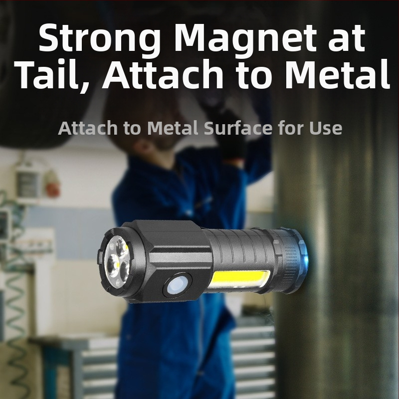 Трансгранично малко фенерче с три очи COB странична светлина преносима писалка за осветяване на работна инспекционна светлина силно магнитно осветление за външно осветление