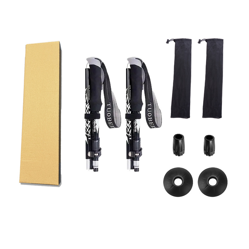 Професионален висок клас сгъваеми телескопични туристически щеки за трекинг, заключващи се, в картонена опаковка