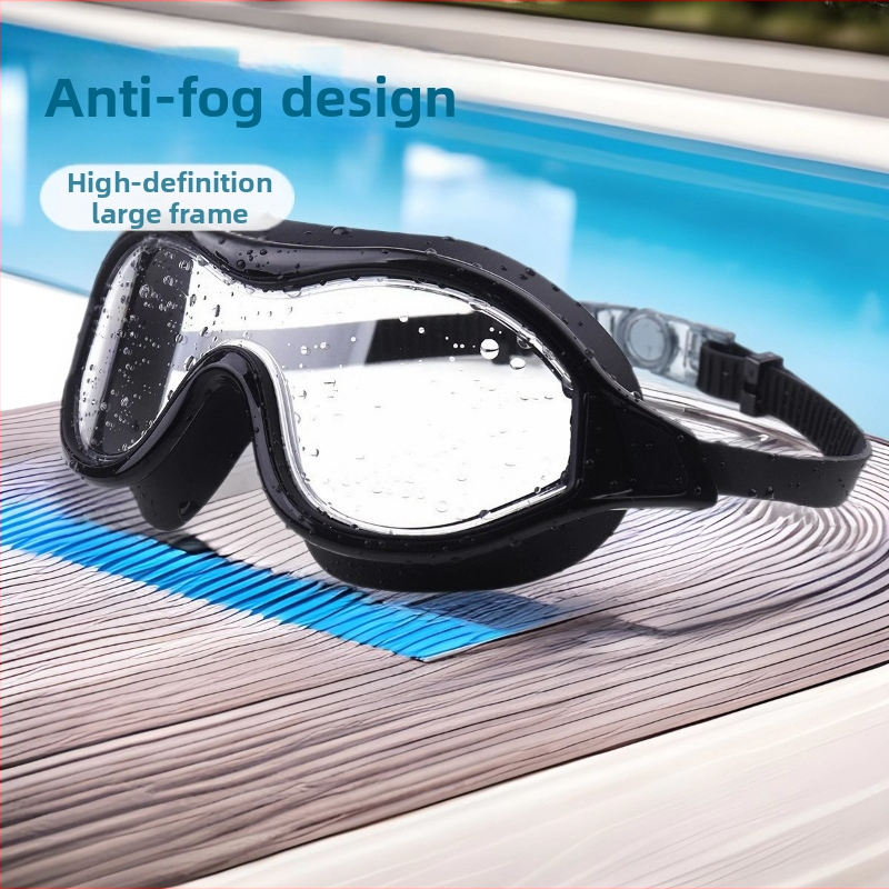 Didelės raiškos didelio rėmo plaukimo akiniai, nerasojantys plaukimo akiniai, silikoninės medžiagos plaukimo įranga, suaugusiųjų jaunimo krepšys