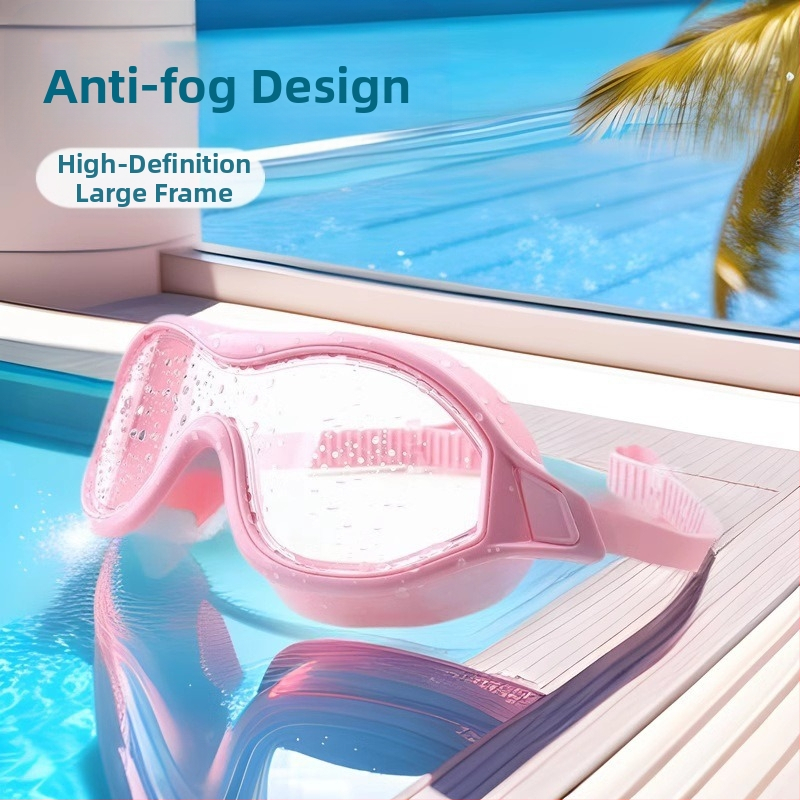 Очила за плуване с голяма рамка с висока разделителна способност, очила за плуване против замъгляване, екипировка за плуване от силиконов материал, чанта за възрастни и младежи