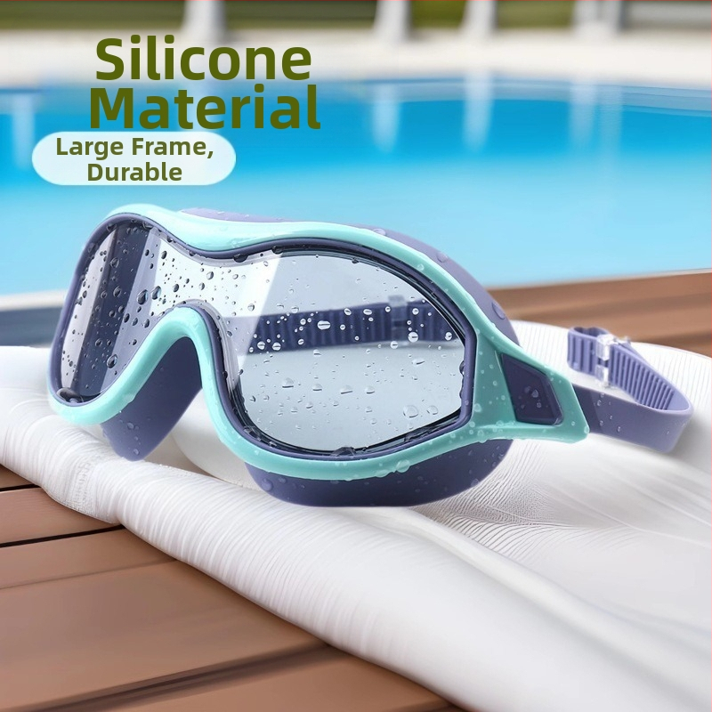 Очила за плуване с голяма рамка с висока разделителна способност, очила за плуване против замъгляване, екипировка за плуване от силиконов материал, чанта за възрастни и младежи