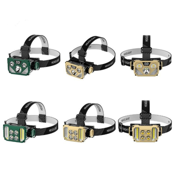 Naujas naktinės žvejybos išmanusis patruliavimo galvos formos ilgai veikiantis, stiprus, didelio liumeno lauko mini įkraunamas LED priekinis žibintas