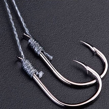 Makšķerēšanas āķis, kas piesiets ar spēcīgu zirga auklu, dubultā āķa makšķerēšanas āķis, makšķerēšanas piederumu piederumi, Iseini aukla, dubultā āķis