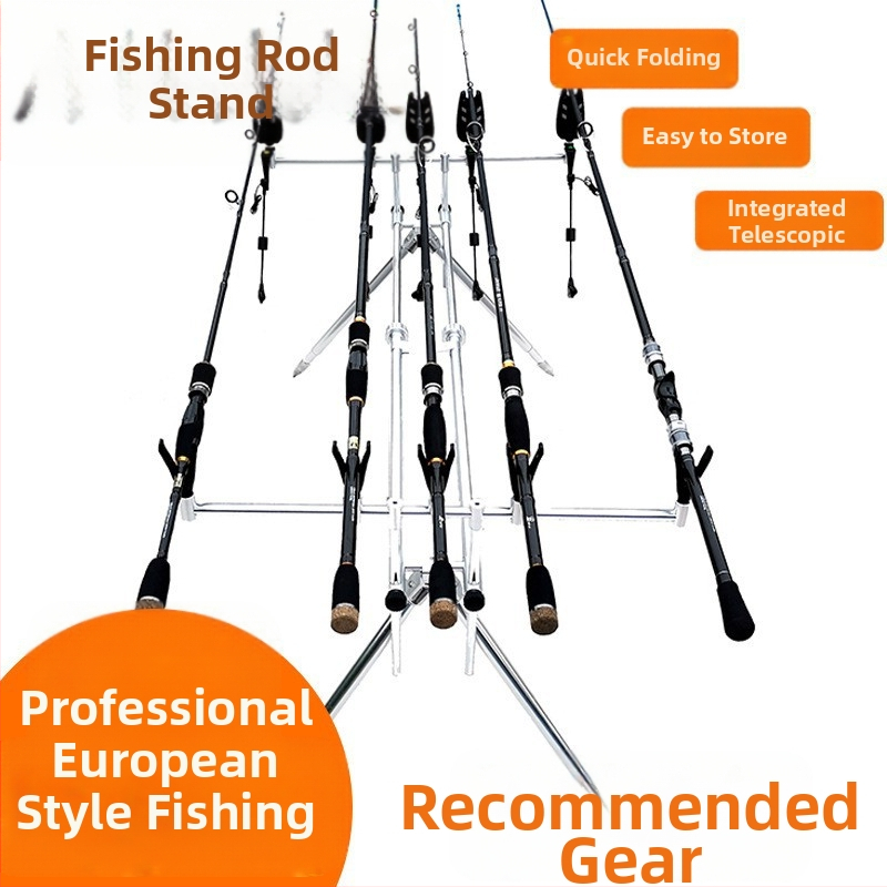 Скоба за морски прът от алуминиева сплав в европейски стил, 5-глава, бързо сгъваема, за риболов на шаран, див риболов, хвърляне на въдица, щепсел за батерия, риболовни принадлежности