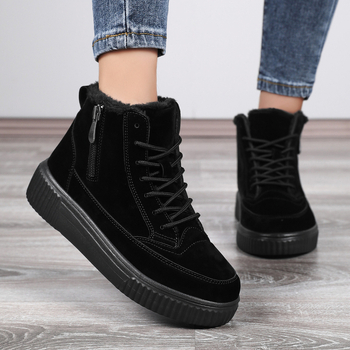 Cizme de zăpadă pentru bărbați, cizme de iarnă noi din catifea, bumbac îngroșat, stil de cuplu, retro, talpă groasă, cu fermoar înalt, cizme de bumbac