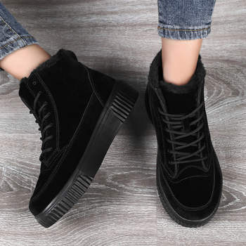 Cizme de zăpadă pentru bărbați, cizme de iarnă noi din catifea, bumbac îngroșat, stil de cuplu, retro, talpă groasă, cu fermoar înalt, cizme de bumbac