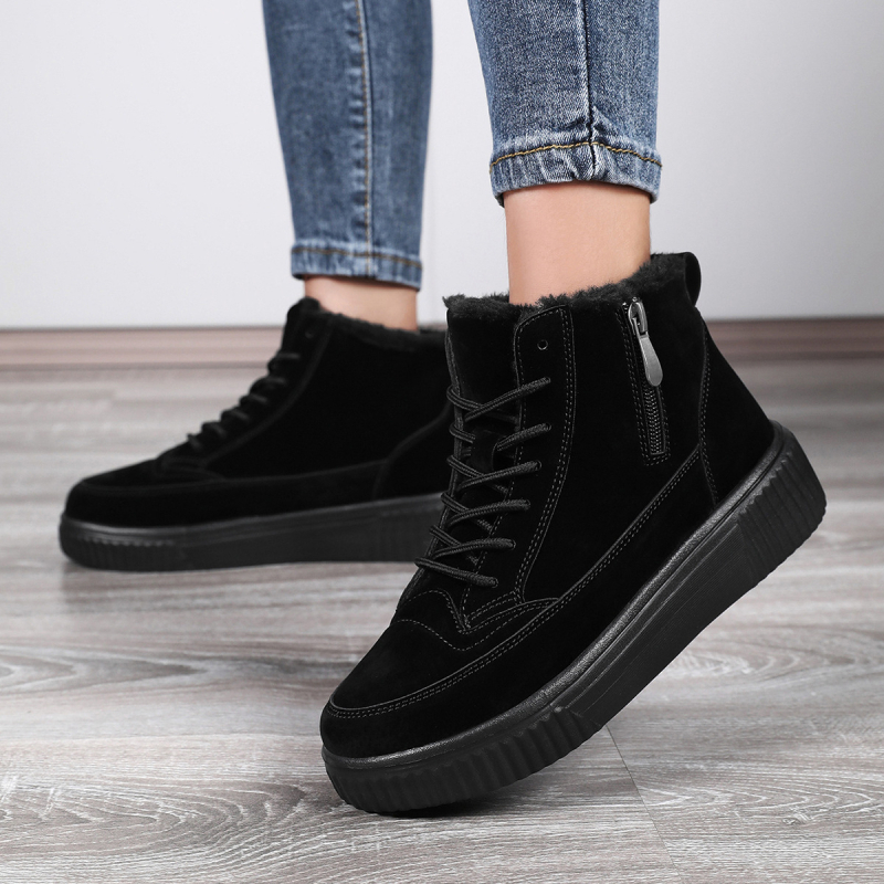 Cizme de zăpadă pentru bărbați, cizme de iarnă noi din catifea, bumbac îngroșat, stil de cuplu, retro, talpă groasă, cu fermoar înalt, cizme de bumbac