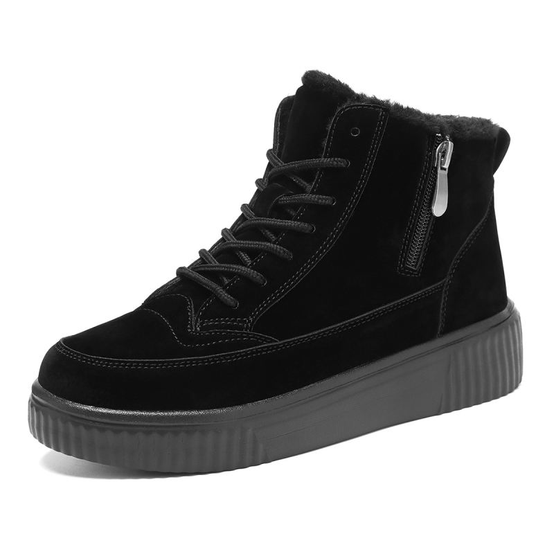 Cizme de zăpadă pentru bărbați, cizme de iarnă noi din catifea, bumbac îngroșat, stil de cuplu, retro, talpă groasă, cu fermoar înalt, cizme de bumbac