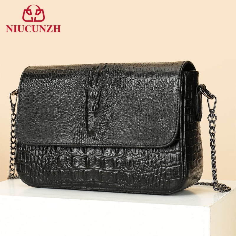 Amazon NIUCUNZH Dámska taška Nová hovädzia koža s krokodílím vzorom Malá štvorcová taška Charakteristická módna univerzálna crossbody taška cez rameno