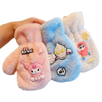 „Sanrio“ kūdikių kaklo pakabinamos pirštinės, šiltos, sustorintos, berniukams ir mergaitėms, mielos, viską įskaičiuojančios, ėriuko aksomo, atsparios vėjui, pirštų uždangalai.