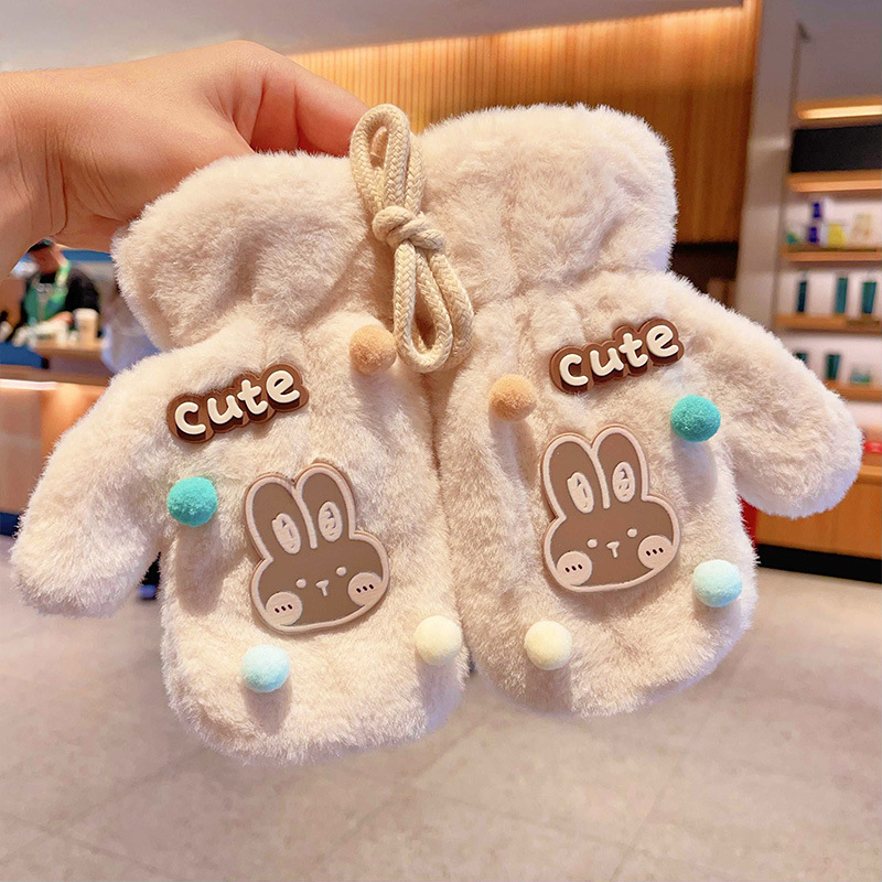 „Sanrio“ kūdikių kaklo pakabinamos pirštinės, šiltos, sustorintos, berniukams ir mergaitėms, mielos, viską įskaičiuojančios, ėriuko aksomo, atsparios vėjui, pirštų uždangalai.