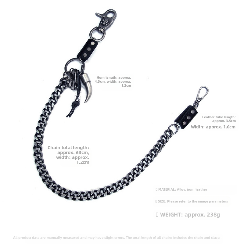 Hiphopo pankroko rago kaukolės vaiduoklio metalinės kelnių grandinėlės sceniniam pasirodymui itin sunki tamsiai sidabrinė juosmens grandinėlė