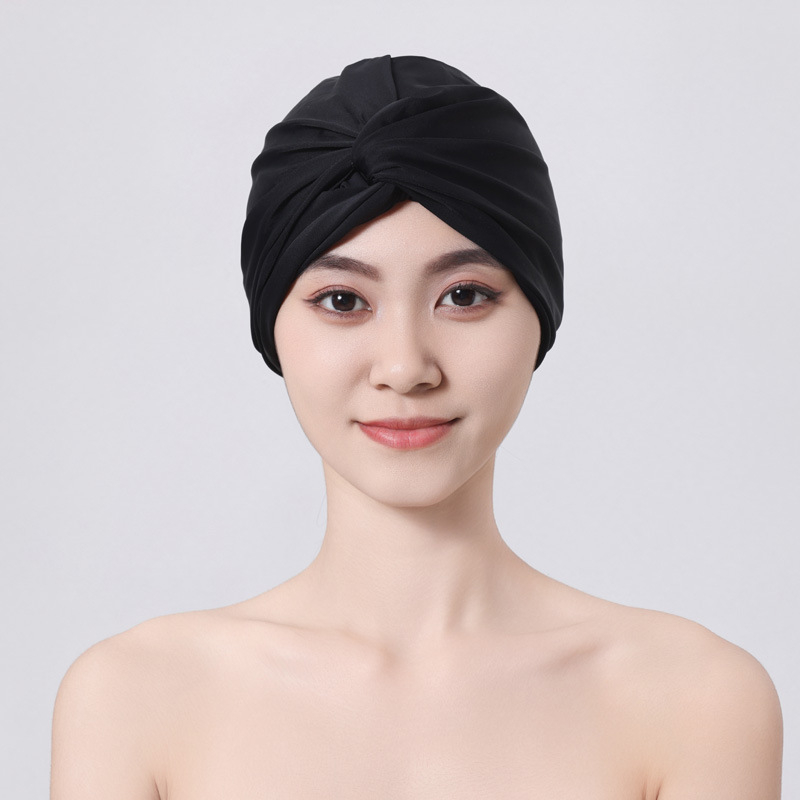 Vasarinė moteriška spausdinta plaukimo kepuraitė su dideliu tempimu, klostuota plaukimo kepuraitė suaugusiems, sportinė kepurė, greitai džiūstanti turbanas