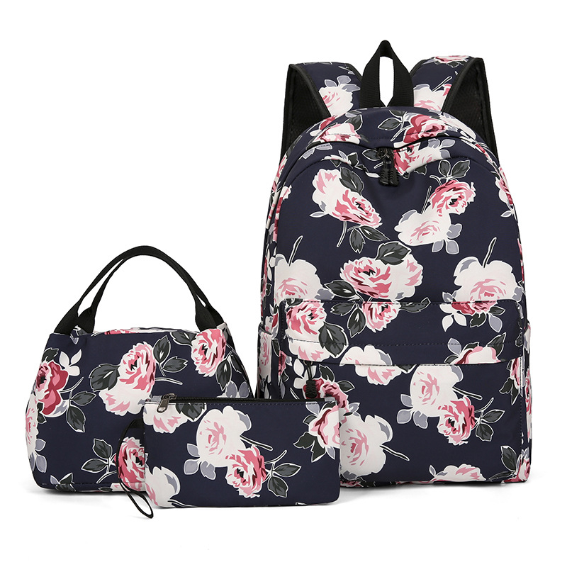 Háromrészes, alkalmi hátizsák, szigetelt táska, határokon átnyúló, új, divatos, virágmintás, egyszerű hátizsák, nagy kapacitású iskolatáska