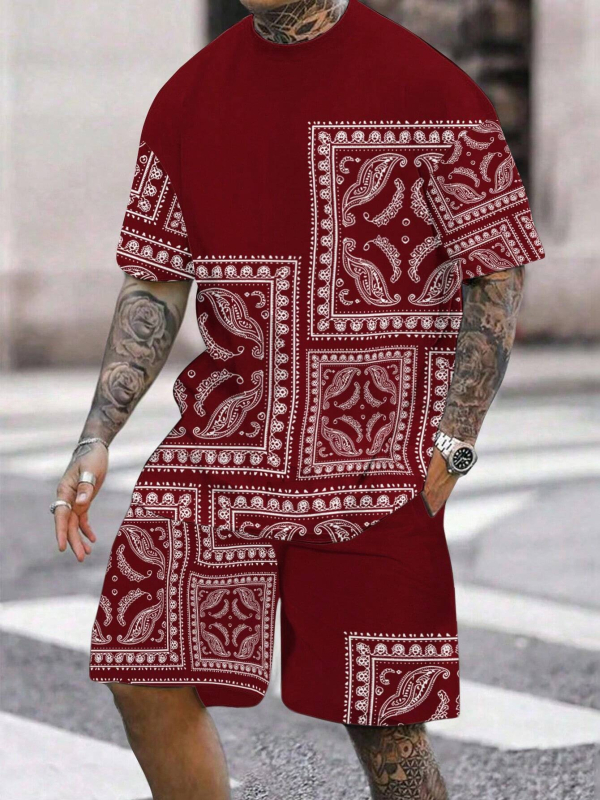 Vintage lühikesed püksid, meeste lühikeste varrukatega T-särk, suvine mood, uued vabaaja lühikesed püksid, kaheosalised meeste ME2-MA1