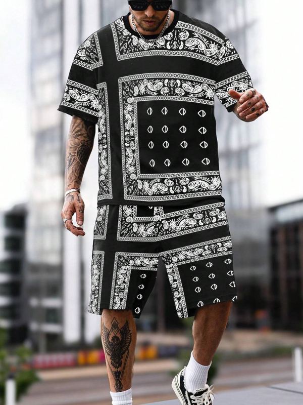 Vintage lühikesed püksid, meeste lühikeste varrukatega T-särk, suvine mood, uued vabaaja lühikesed püksid, kaheosalised meeste ME2-MA1