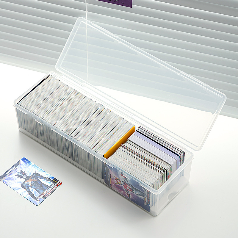 Négyzet alakú kis kártyatároló doboz, átlátszó felhajtható tetejű Yu-Gi-Oh kártyatároló doboz, hosszú Ultraman kártyatároló doboz