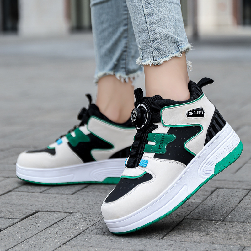 2023 m. rudens ir žiemos populiarūs berniukiški ir mergaičių sportbačiai su besisukančiomis sagomis, paauglių dviračiai batai su ratukais