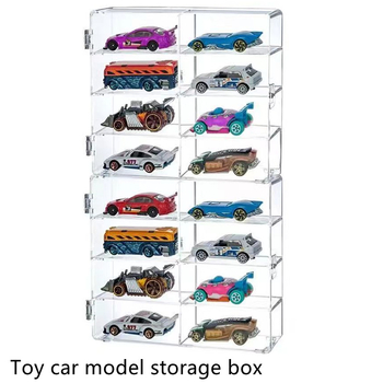 Játékautó modell tárolódoboz vitrin szekrény tároló állvány Tomeka Hot Wheels átlátszó akril tárolódoboz