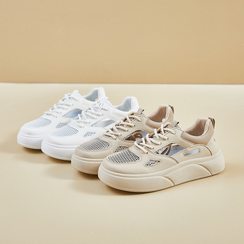 Λευκά καλοκαιρινά παπούτσια 2025 Νέα στυλ K-Style για γυναίκες, φοιτήτριες, αθλητικά παπούτσια με αυξημένο αερισμό, μοντέρνα, καθημερινά παπούτσια Sh620