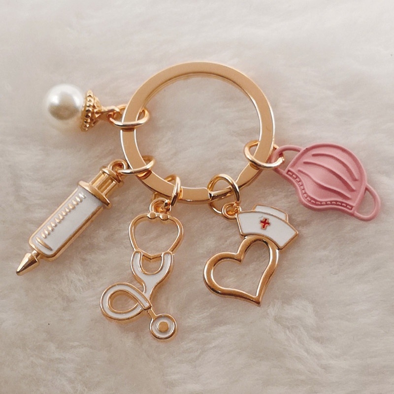 Maski süstla stetoskoop õe mütsi võtmehoidja arsti õe võtmehoidja kingitus piiriülene