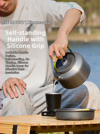 Kültéri alumíniumötvözetből készült teáskanna, nagy kapacitású, hordozható kempingkávéfőző, ultra könnyű utazóvízforraló, 1,8 literes