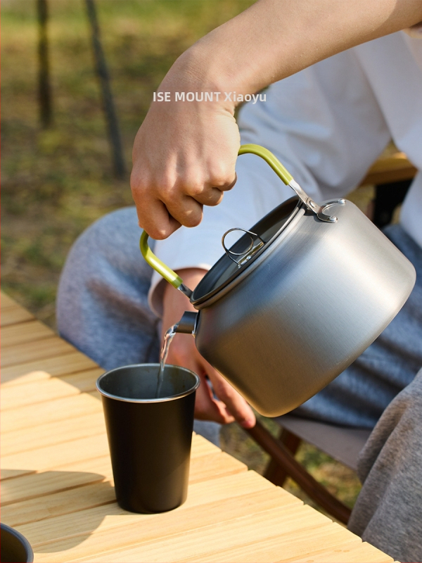 Vonkajšia hliníková zliatinová kanvica na čaj, veľkokapacitná prenosná kempingová kanvica na kávu, ultraľahká cestovná kanvica 1,8 l