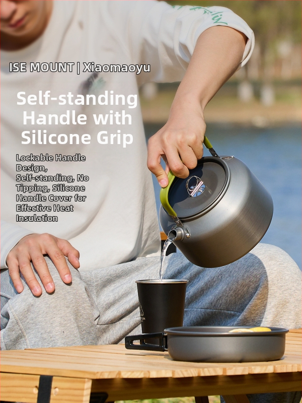 Vonkajšia hliníková zliatinová kanvica na čaj, veľkokapacitná prenosná kempingová kanvica na kávu, ultraľahká cestovná kanvica 1,8 l