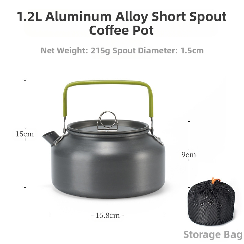 Kültéri alumíniumötvözetből készült teáskanna, nagy kapacitású, hordozható kempingkávéfőző, ultra könnyű utazóvízforraló, 1,8 literes