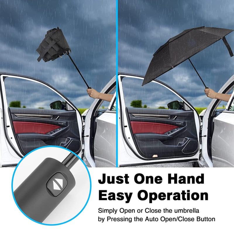 Apverstas dvisluoksnis kvėpuojantis skėtis, atsparus vėjui, visiškai automatinis, sulankstomas verslo skėtis, padidintas, stilingas automobilio reklaminis skėtis su 70 % nuolaida skėčių spausdinimui