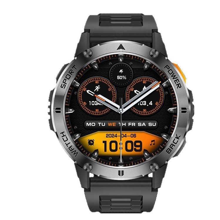 Határokon átnyúló új, multifunkcionális, nagyméretű képernyős, korongos okosóra zseblámpával, Bluetooth-os kültéri sportkarkötő férfiaknak