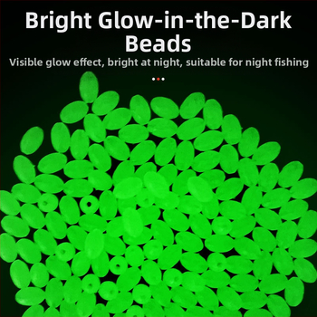1000 бр. риболовни светещи мъниста, аксесоари за риболовни принадлежности, Luya стръв, мъниста от мунг боб, овални пластмасови светещи мъниста