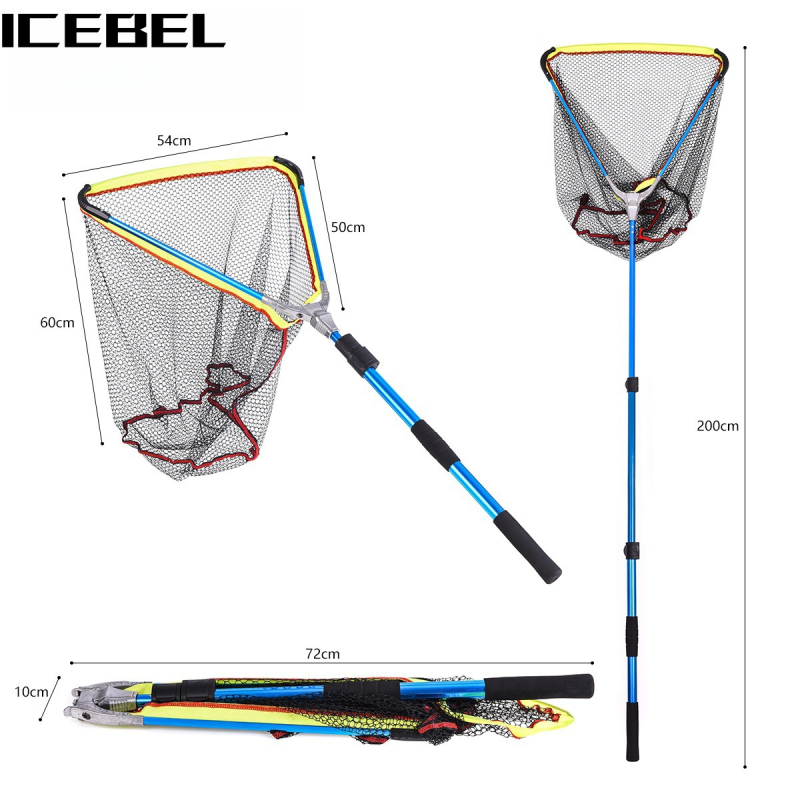 ICEBEL mėlynas aliuminio lydinio greitai sulankstomas kopijavimo tinklas valtims, žvejybai plaustams, žvejybai muselinei žvejybai, didelis trikampis kopijavimo tinklas žvejybai