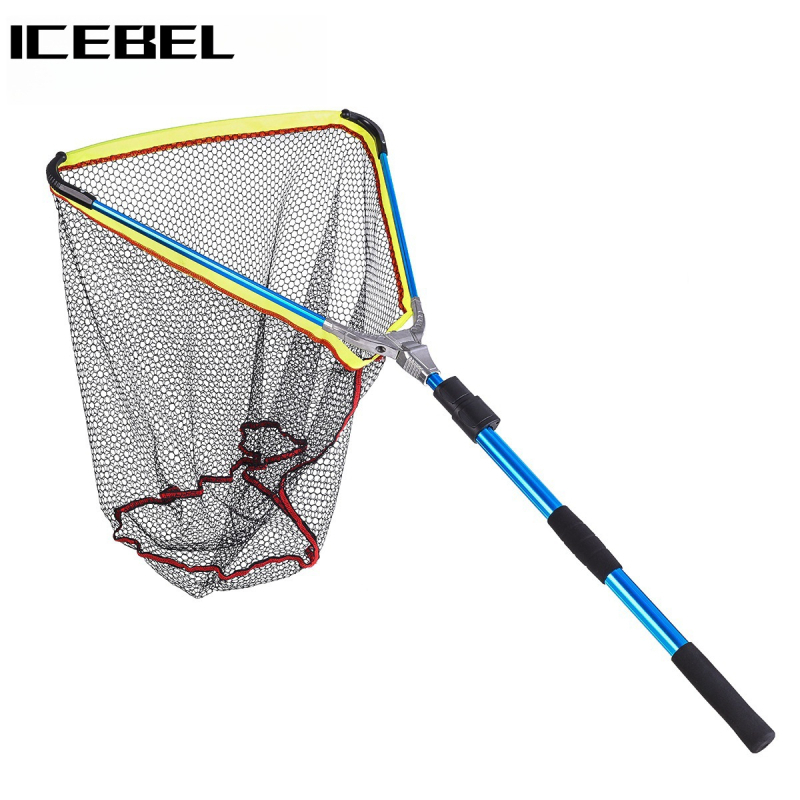 ICEBEL mėlynas aliuminio lydinio greitai sulankstomas kopijavimo tinklas valtims, žvejybai plaustams, žvejybai muselinei žvejybai, didelis trikampis kopijavimo tinklas žvejybai