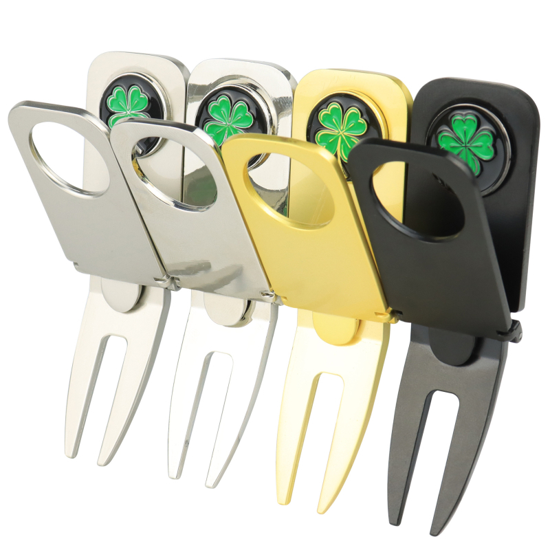 Szivartartó, golf szivargolyóvilla, mágneses szivartartó, zöld villa, négylevelű lóhere színű golyóval