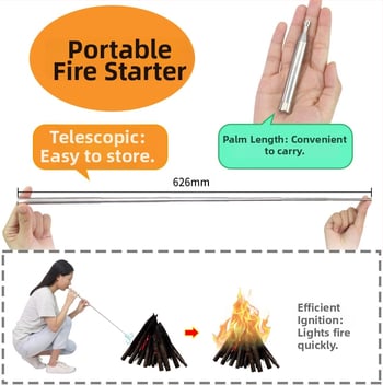 Gyárilag közvetlen új, kétvégű, továbbfejlesztett kültéri kemping hordozható teleszkópos tűzfúvó cső 6 szekciós tűzfúvó cső