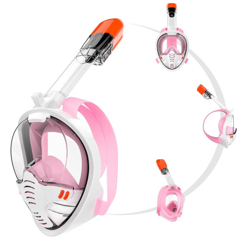 Маска за шнорхелинг, силиконова маска за цялото лице Three Treasures, напълно сух водолазен костюм, защита от задавяне