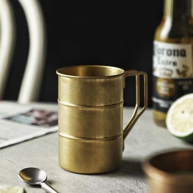 Retro ipari stílusú söröspohár, 304 rozsdamentes acél bögre, háztartási vizespohár, kreatív, kopott, kültéri kempingpohár