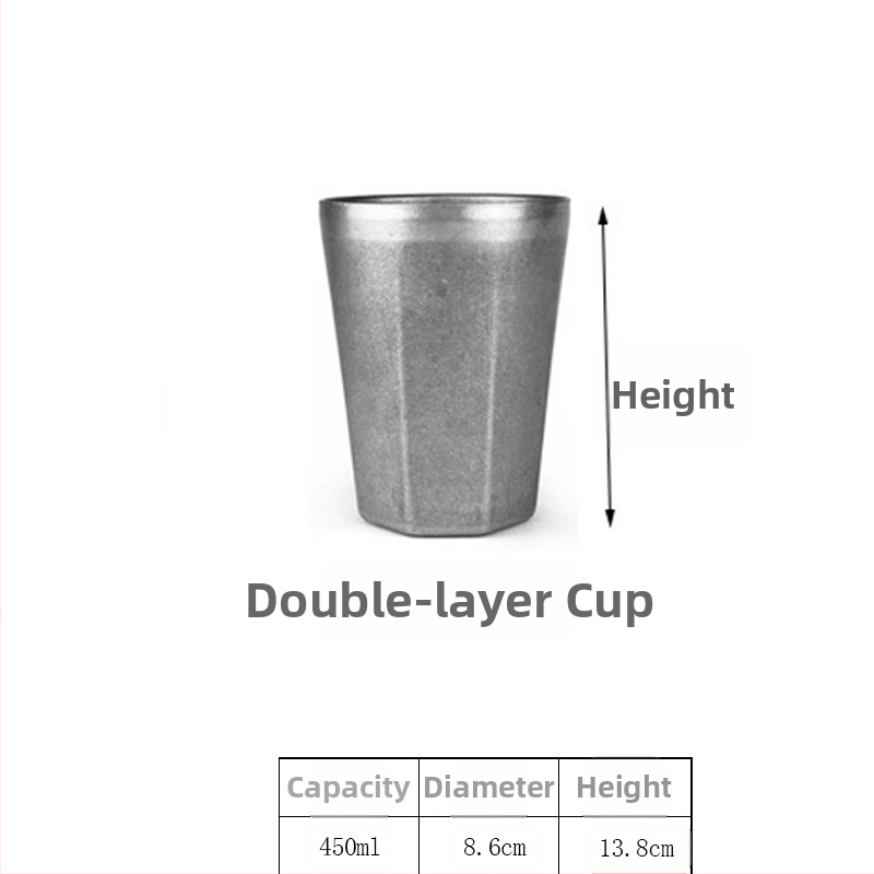 Retro ipari stílusú söröspohár, 304 rozsdamentes acél bögre, háztartási vizespohár, kreatív, kopott, kültéri kempingpohár