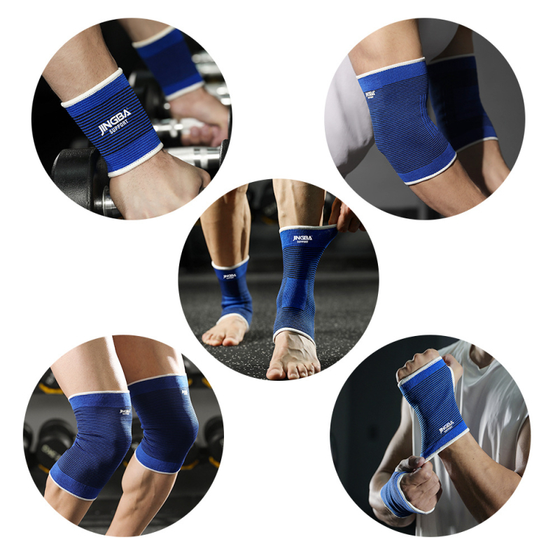 JINGBA Sports Guard Kombinált Térdvédő Könyökvédő Lélegző Kültéri Lovaglás Kosárlabda Csuklóvédő Gyári Nagykereskedelem