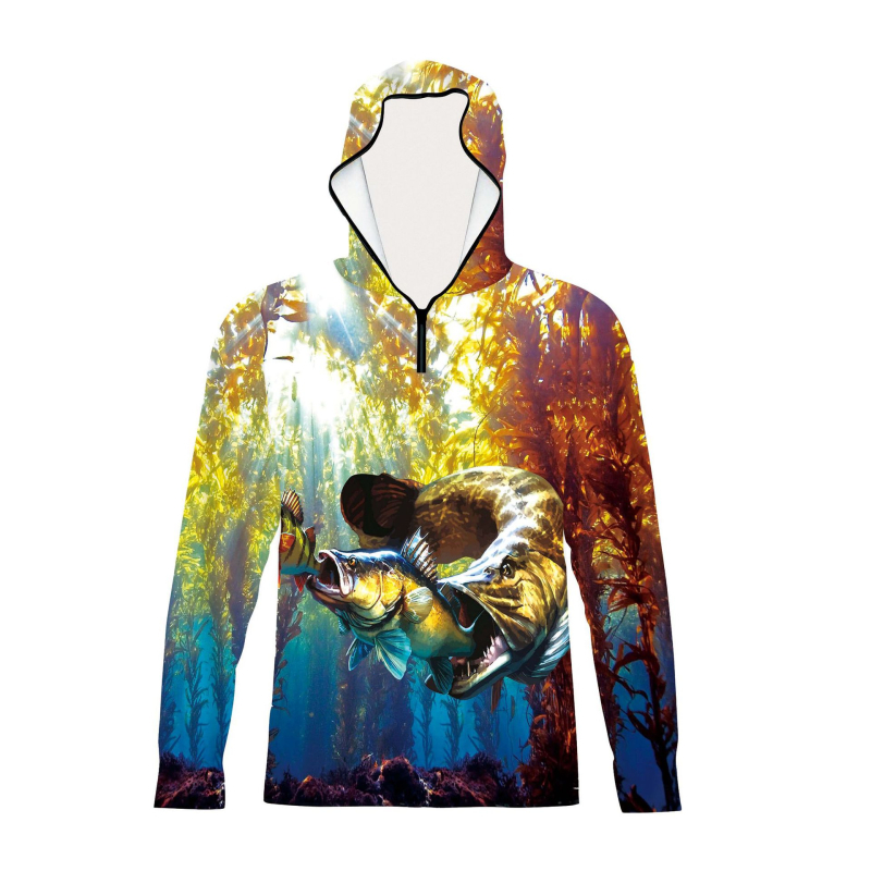 Meeste piiriülene pluss-suuruses päikesekaitseülikond kapuutsiga, pikkade varrukatega, hingav, õhuke, sportlik ja vabaaja Amazon Print