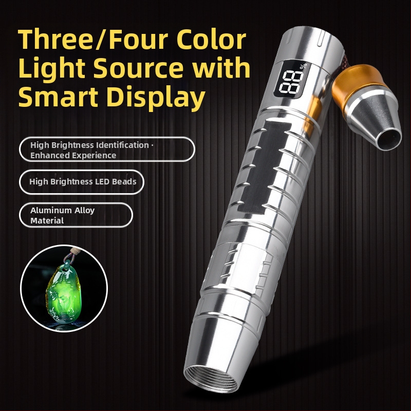 Naujas nefritinis identifikavimo žibintuvėlis, profesionalus identifikavimo nefritinis papuošalų žibintuvėlis, kelių šviesos šaltinių, įkraunamas USB violetinė šviesa